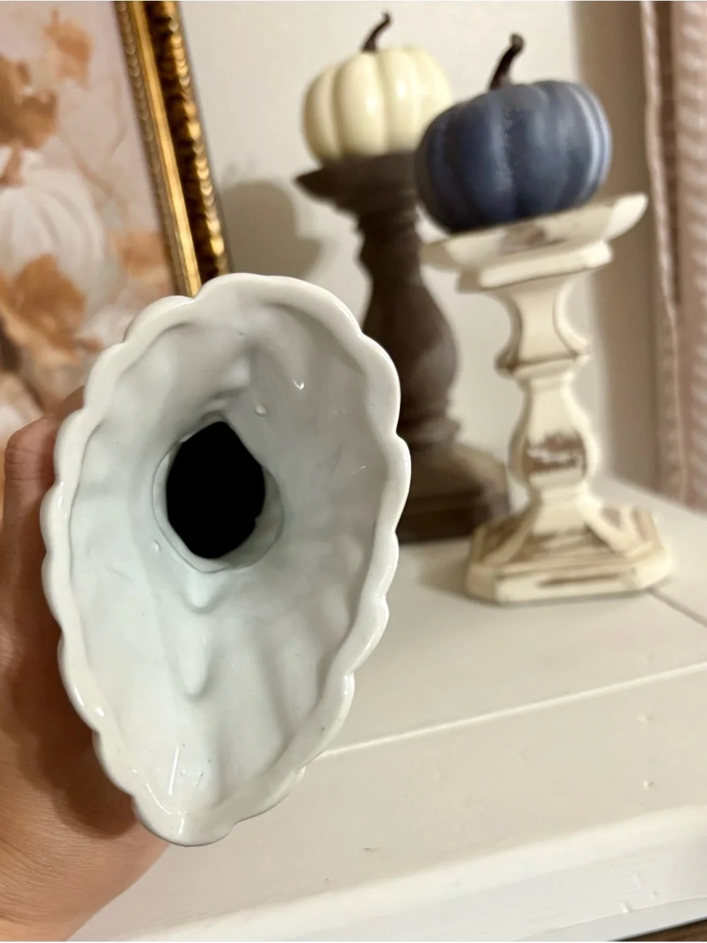 Vintage White Swan Vase with Pink and Lavender Floral Accent